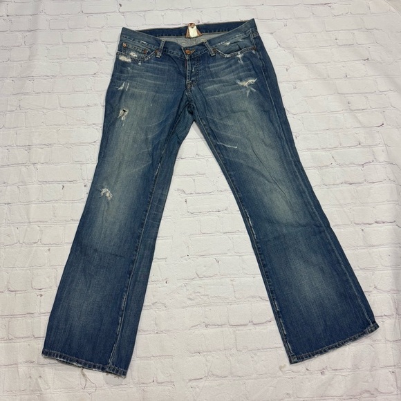 LUCKY BRAND MAGGIE boot cut fit mid rise Women's Blue Distressed Jeans size 10 - Picture 1 of 16
